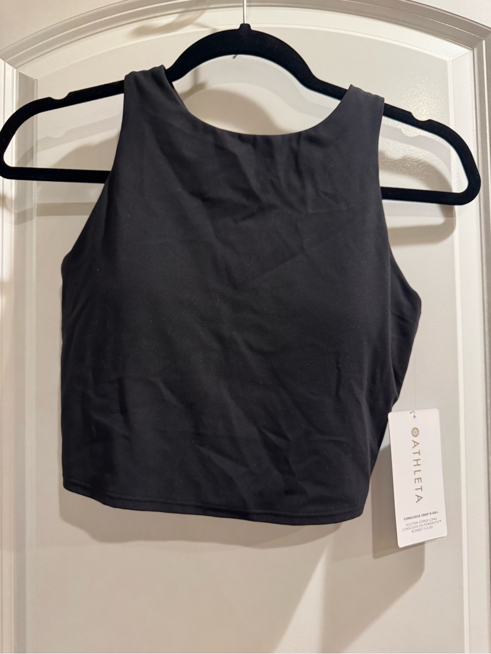 Athleta Black High-Neck Cropped Tank (Conscious Crop D-DD+)